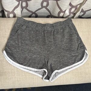 Jockey Gray Ribbed Lounge Shorts with White Trim